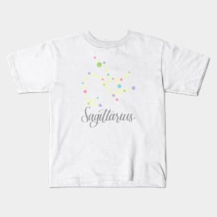 Sagittarius Zodiac Constellation in Rainbow Pastels Kids T-Shirt